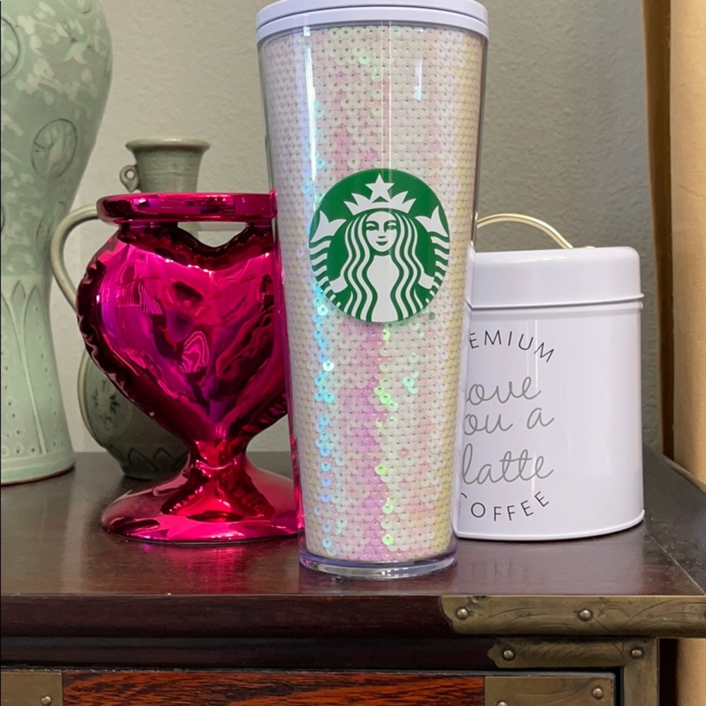 Starbucks white sequin